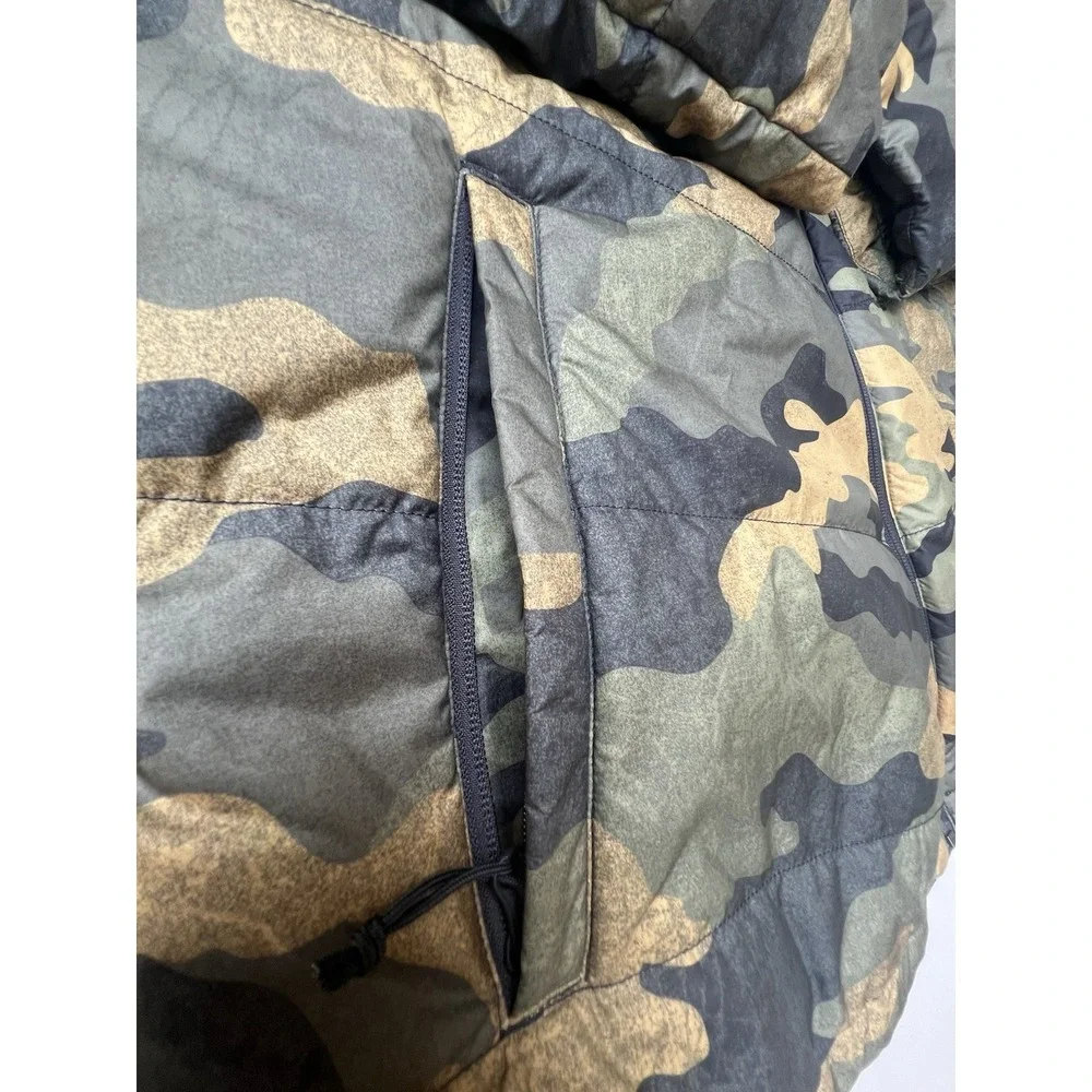 The North Face Mens XL Camo Puffer Jacket Insulated Full Zip Woodland Green